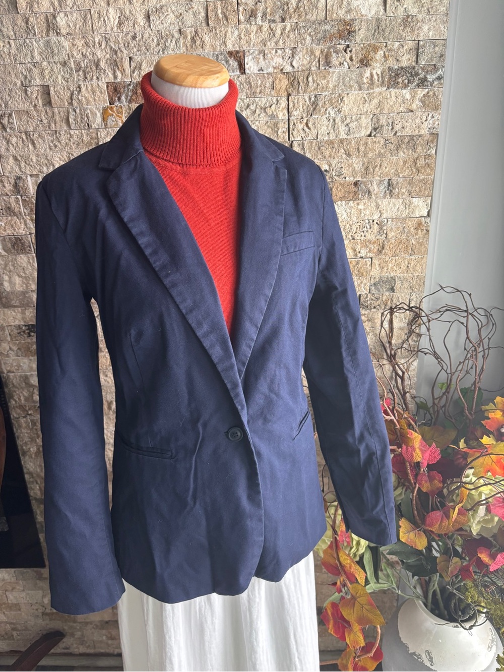 GAP Navy Single-Button Blazer with Classic Notch Lapel